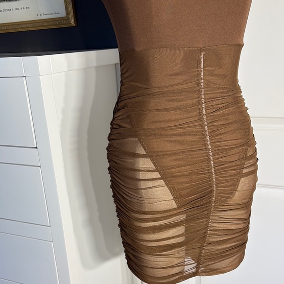Brown Sheer Bodycon Dress - Picture 7 of 8